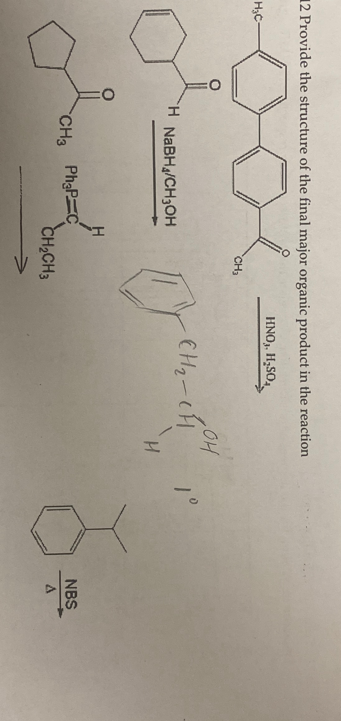 Solved Provide the structure of the final major organic | Chegg.com