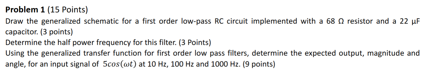 Solved Problem 1 (15 ﻿Points)Draw the generalized schematic | Chegg.com