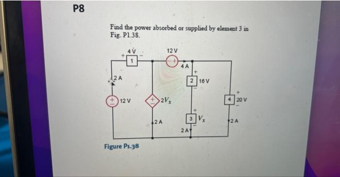Solved Find the power absorbed or supplied by element 3 in | Chegg.com