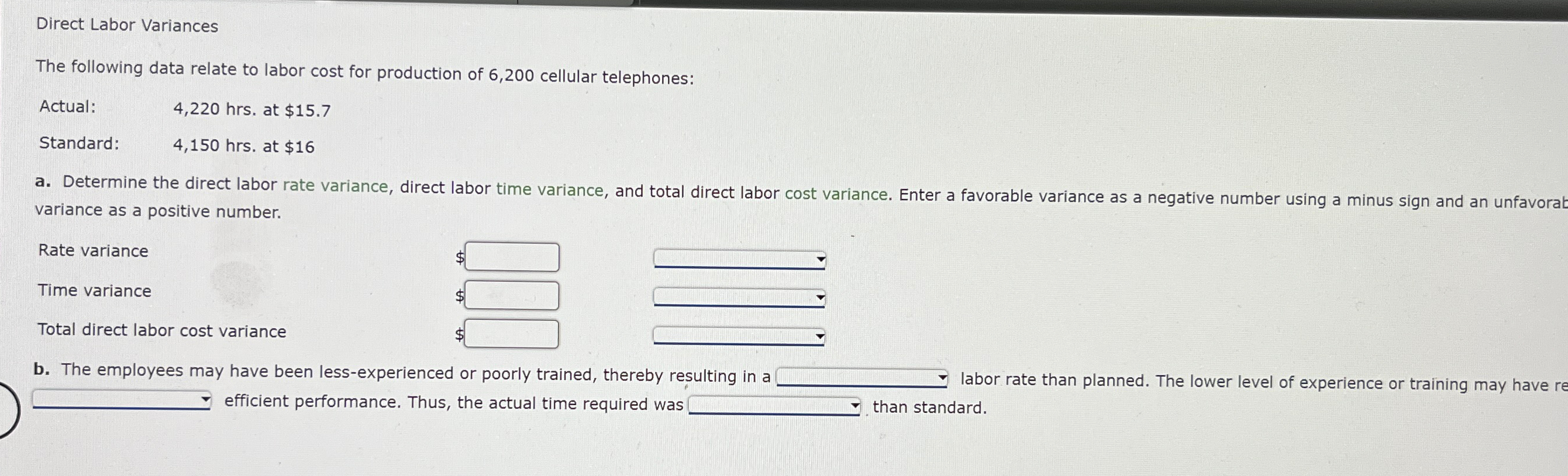 Solved Direct Labor VariancesThe following data relate to | Chegg.com