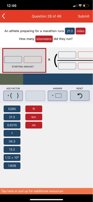 Solved 12 46 Question 28 of 46 Submit An athlete preparing Chegg