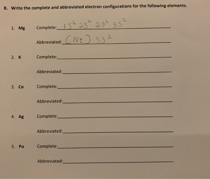 Solved B. Write The Complete And Abbreviated Electron | Chegg.com