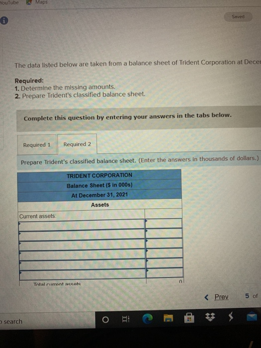 Solved The data listed below are taken from a balance sheet