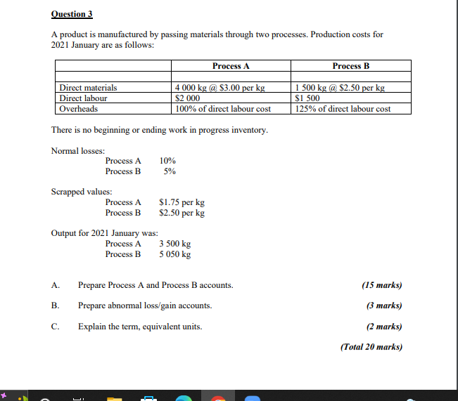 Solved Question 3 A Product Is Manufactured By Passing | Chegg.com