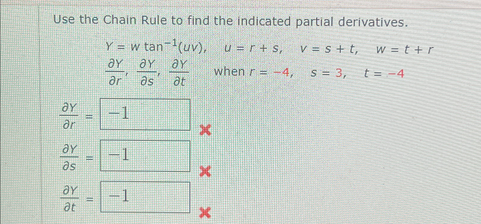 Solved Use the Chain Rule to find the indicated partial | Chegg.com