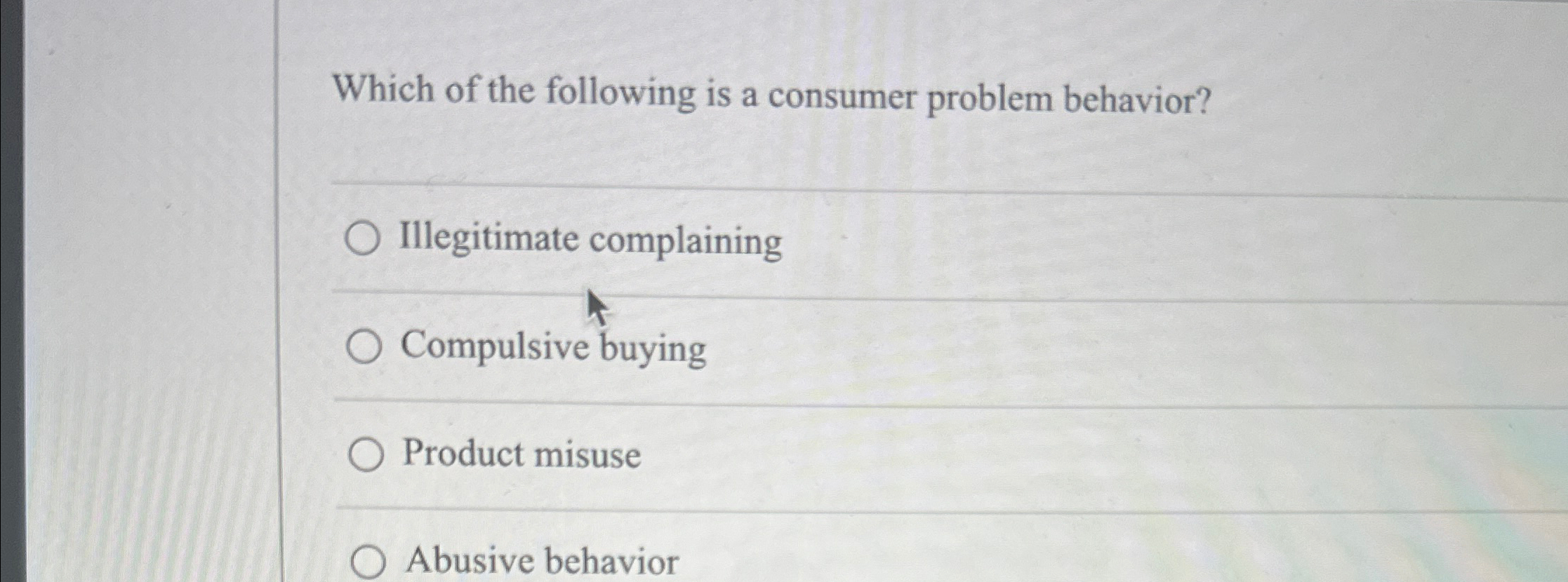 Solved Which of the following is a consumer problem | Chegg.com