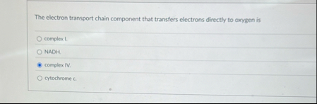 Solved The electron transport chain component that transfers | Chegg.com
