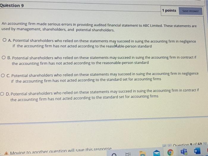Solved Question 9 1 points Save Answer An accounting firm | Chegg.com