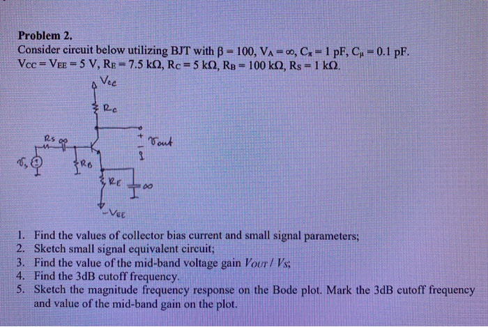 Solved Problem 2. Consider circuit below utilizing BJT with | Chegg.com