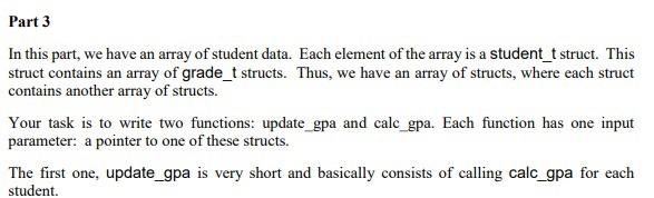 Solved In this part, we have an array of student data. Each | Chegg.com