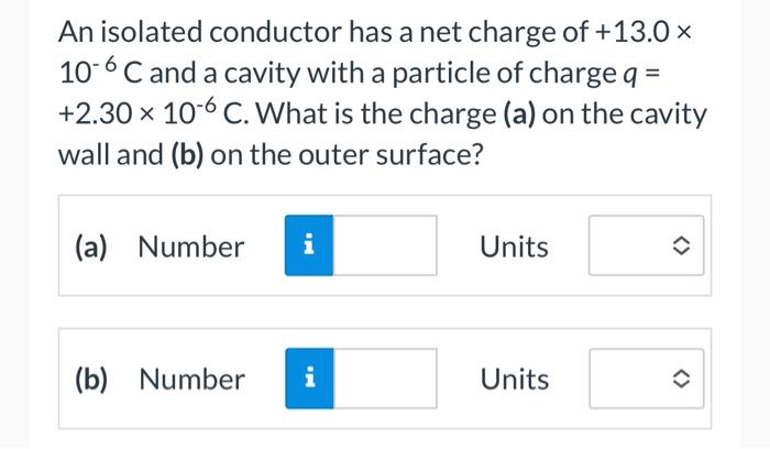 Solved An isolated conductor has a net charge of +13.0× | Chegg.com