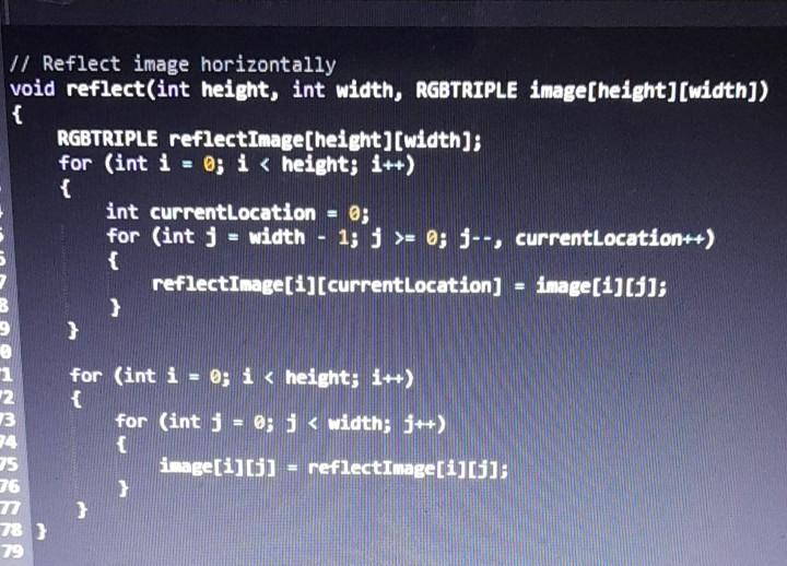 Solved I need to reflect images using c code this is the | Chegg.com