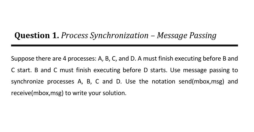 Solved Suppose There Are 4 Processes: A, B, C, And D. A Must | Chegg.com