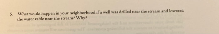 Solved 5. What would happen in your neighborhood if a well | Chegg.com