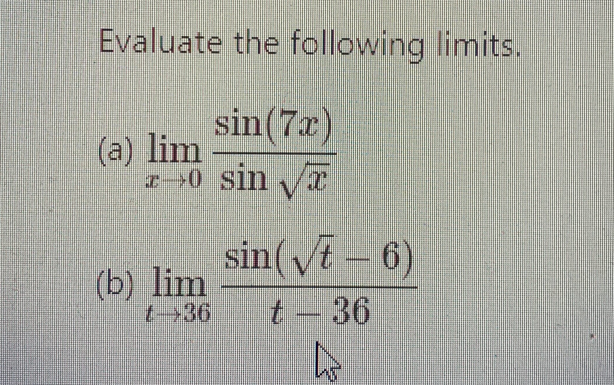 Solved Evaluate the following limit using algebraic | Chegg.com
