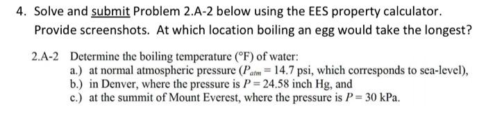 Solved 4. Solve and submit Problem 2.A-2 below using the EES | Chegg.com