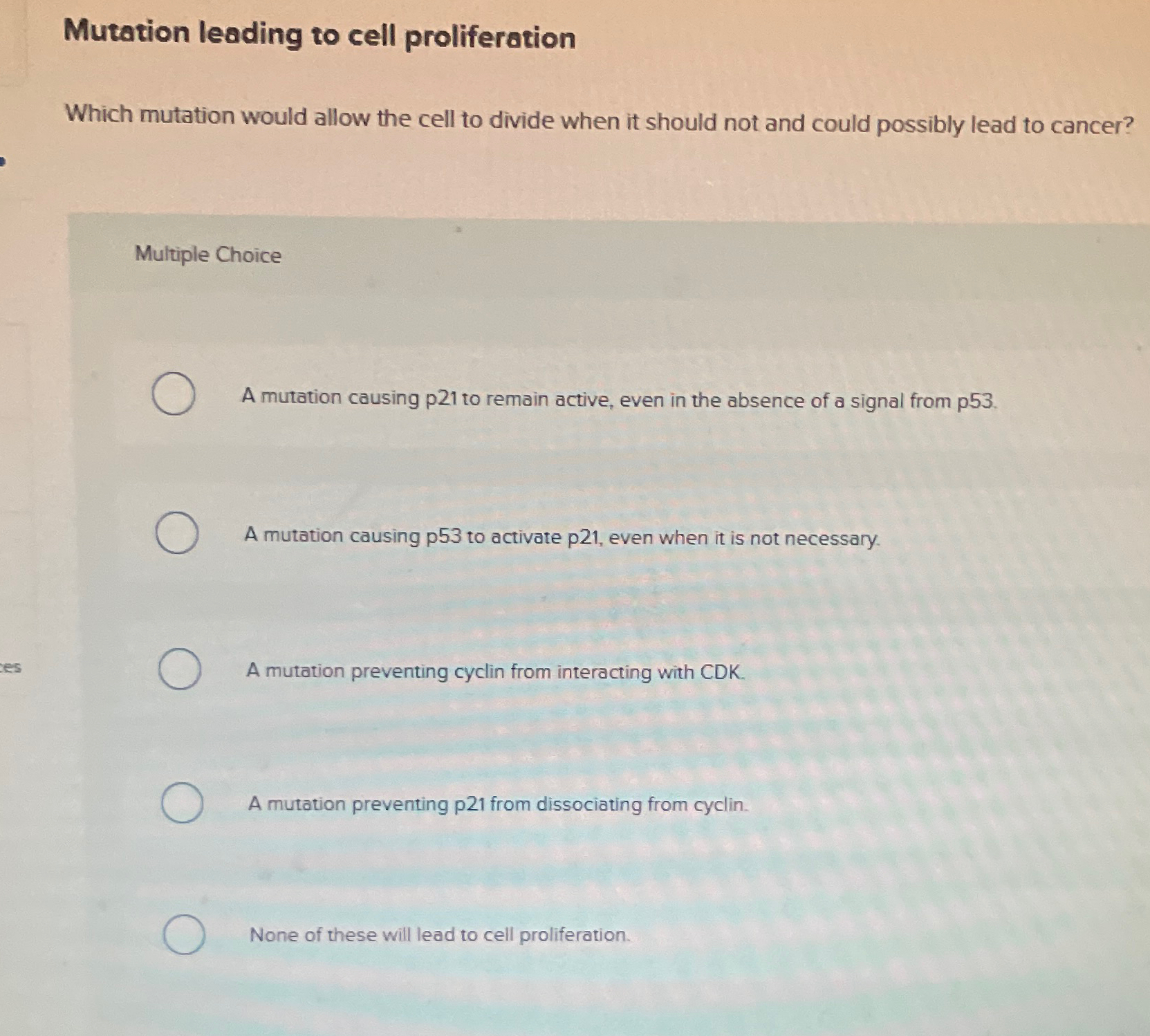 Solved Mutation leading to cell proliferationWhich mutation | Chegg.com