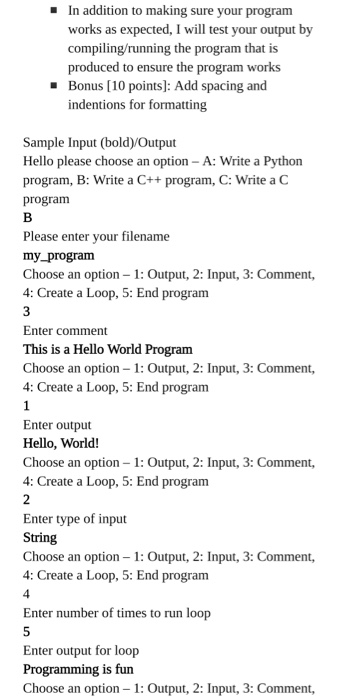 Solved You will develop a program builder that outputs the | Chegg.com