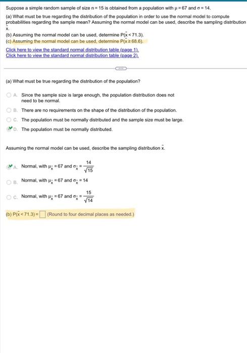 Solved Suppose a simple random sample of size n=15 is | Chegg.com