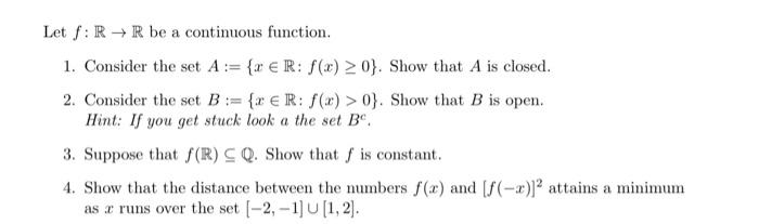 Solved Let F R→r Be A Continuous Function 1 Consider The