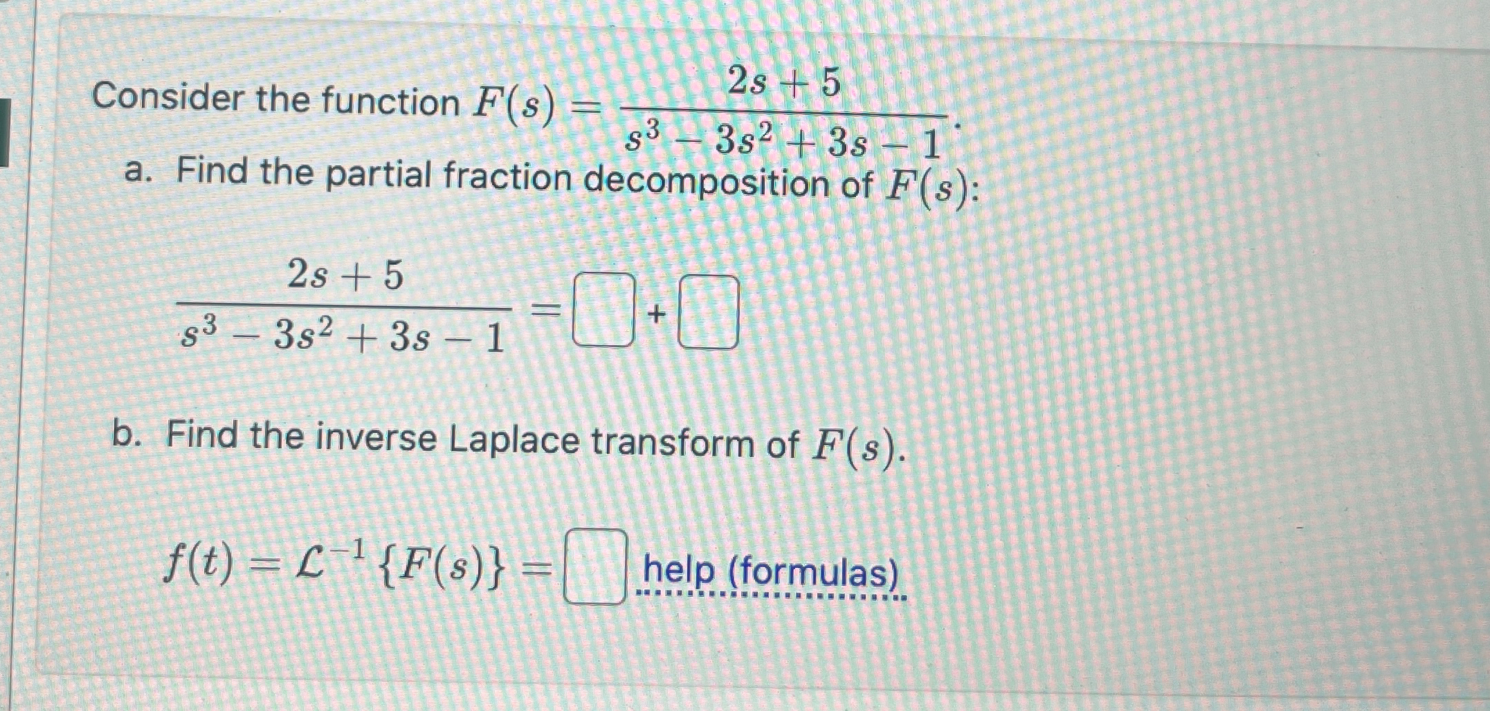 Solved Consider The Function F S S S S S A Find Chegg Com