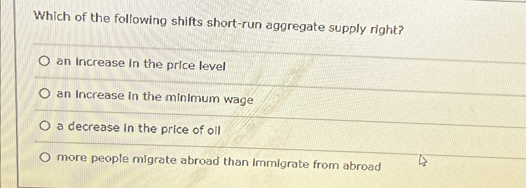 Solved Which of the following shifts short-run aggregate | Chegg.com