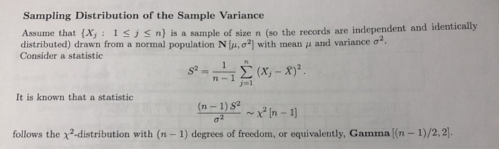 sampling distribution of a sample variance