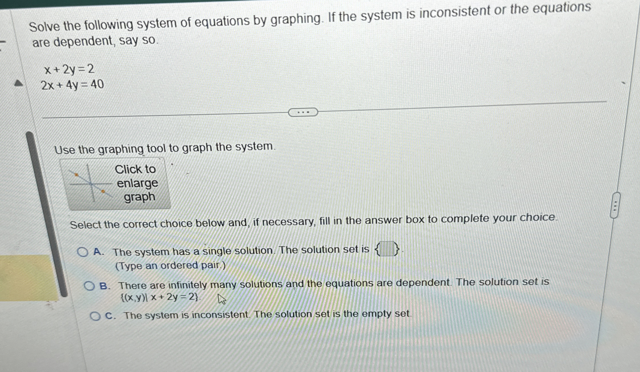 Solved Solve the following system of equations by graphing. | Chegg.com