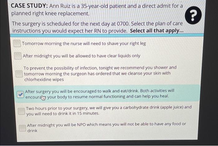 Solved CASE STUDY: Ann Ruiz is a 35-year-old patient and a | Chegg.com