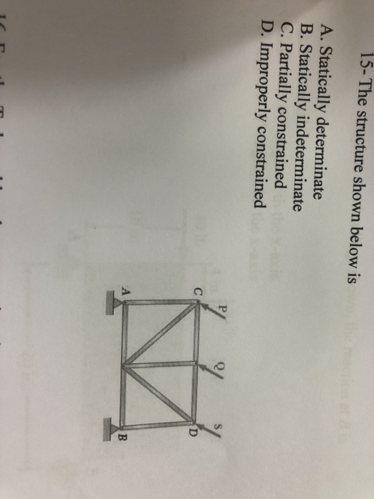 Solved 15-The structure shown below is A. Statically | Chegg.com