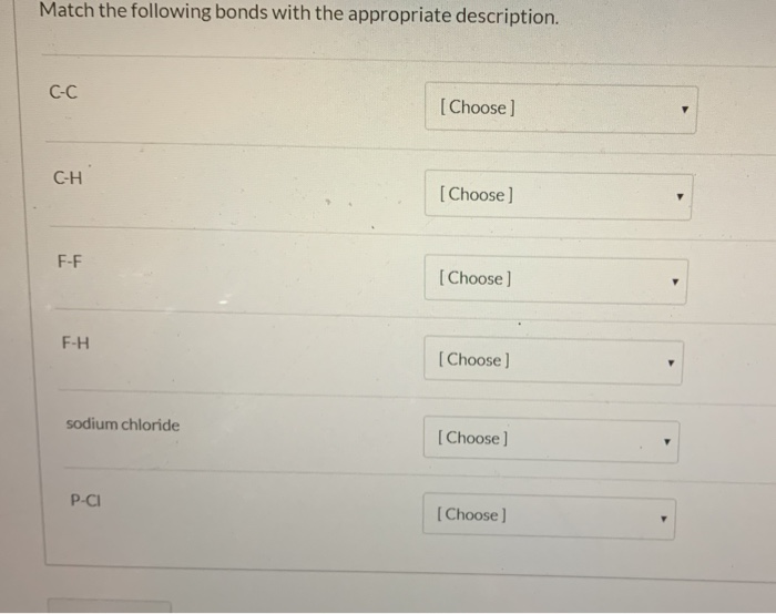 Solved Match the following bonds with the appropriate | Chegg.com