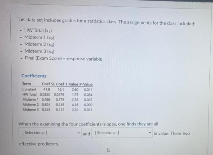 Solved This data set includes grades for a statistics class. | Chegg.com