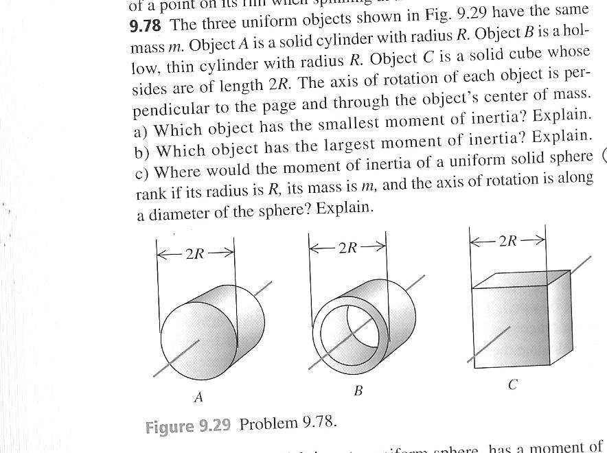 Solved The three uniform objects shown in Fig. 9.29 have the