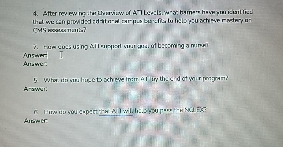 Solved after reviewing the overview of ati levels what chegg