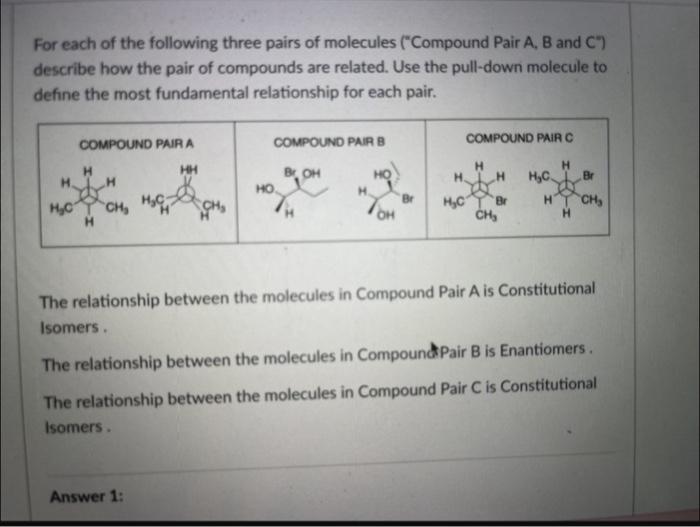 Solved For each of the following three pairs of molecules | Chegg.com
