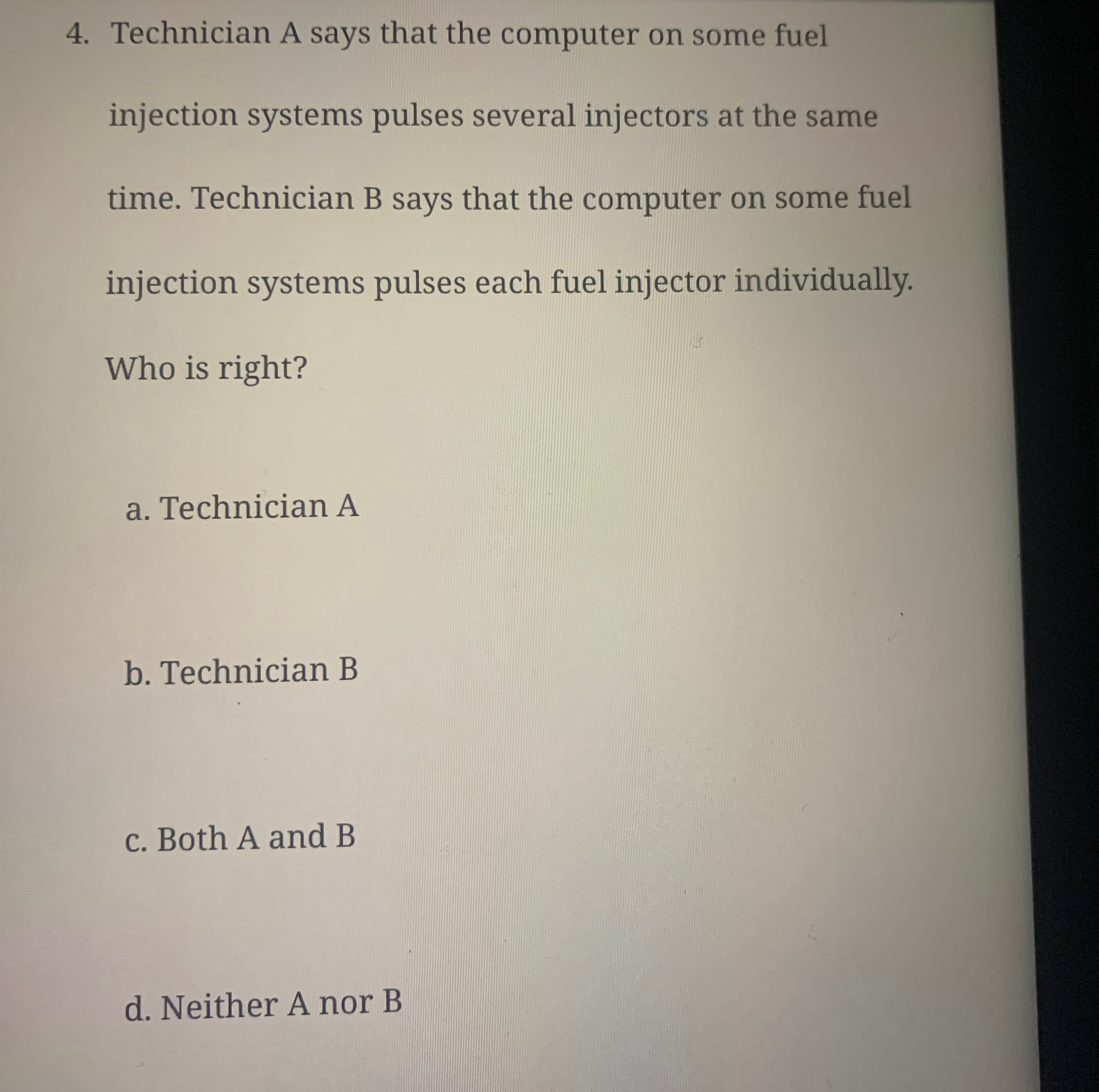 Solved Technician A says that the computer on some fuel | Chegg.com
