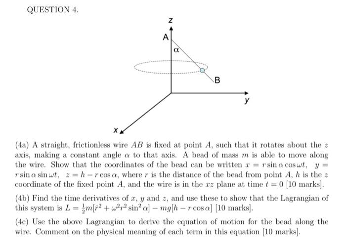 Solved QUESTION 4. N A α B y (4a) A straight, frictionless | Chegg.com