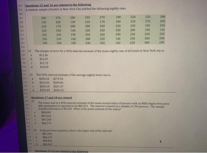 Solved 184 Questions 15 and 16 are related to the following | Chegg.com