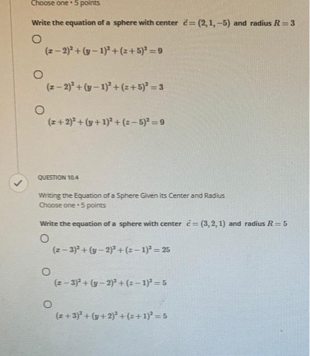 Solved 16) GROUP 10 Sphere Equation Group • 4 questions | Chegg.com