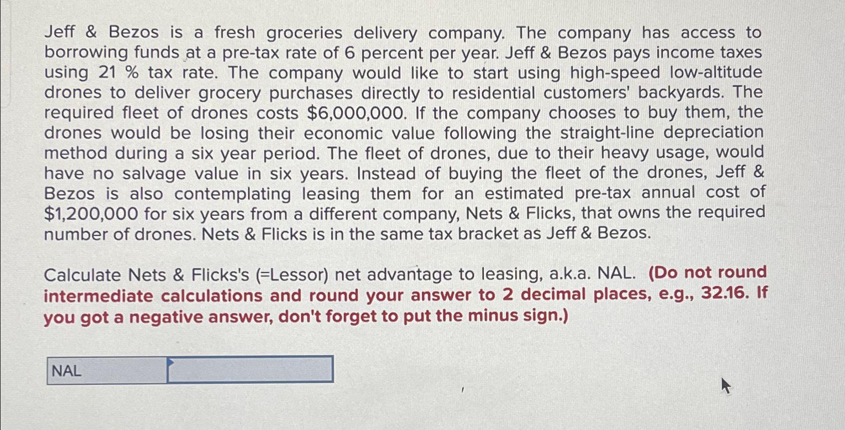 Solved Jeff & Bezos is a fresh groceries delivery company. | Chegg.com