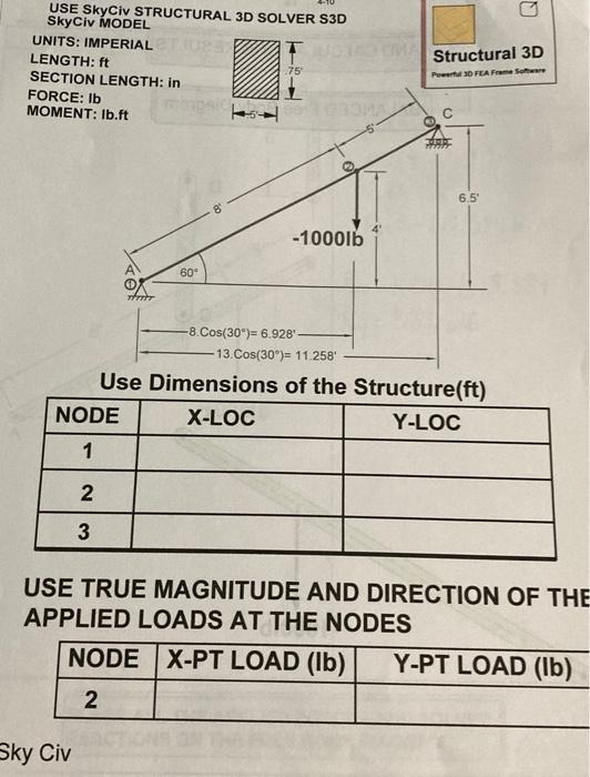 Solved USE SkyCiv STRUCTURAL 3D SOLVER S3D Sky Civ MODEL | Chegg.com