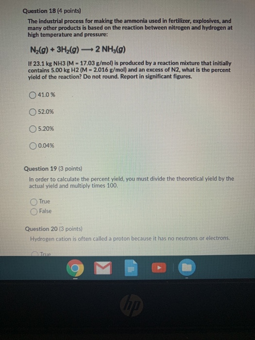 Solved Question 18 (4 points) The industrial process for | Chegg.com