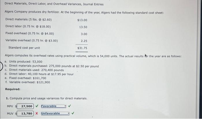 Solved Direct Materials, Direct Labor, and Overhead | Chegg.com