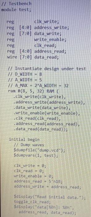 Solved Activity 3 (30points): Verilog Dual Port RAM | Chegg.com