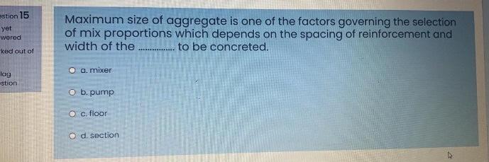 Solved estion 15 yet Maximum size of aggregate is one of the | Chegg.com