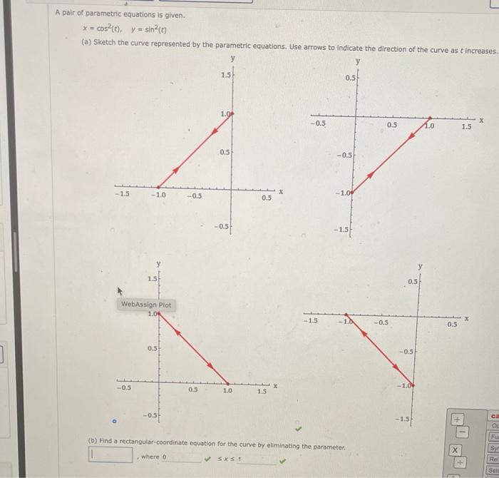 Solved A pair of parametric equations is given. | Chegg.com