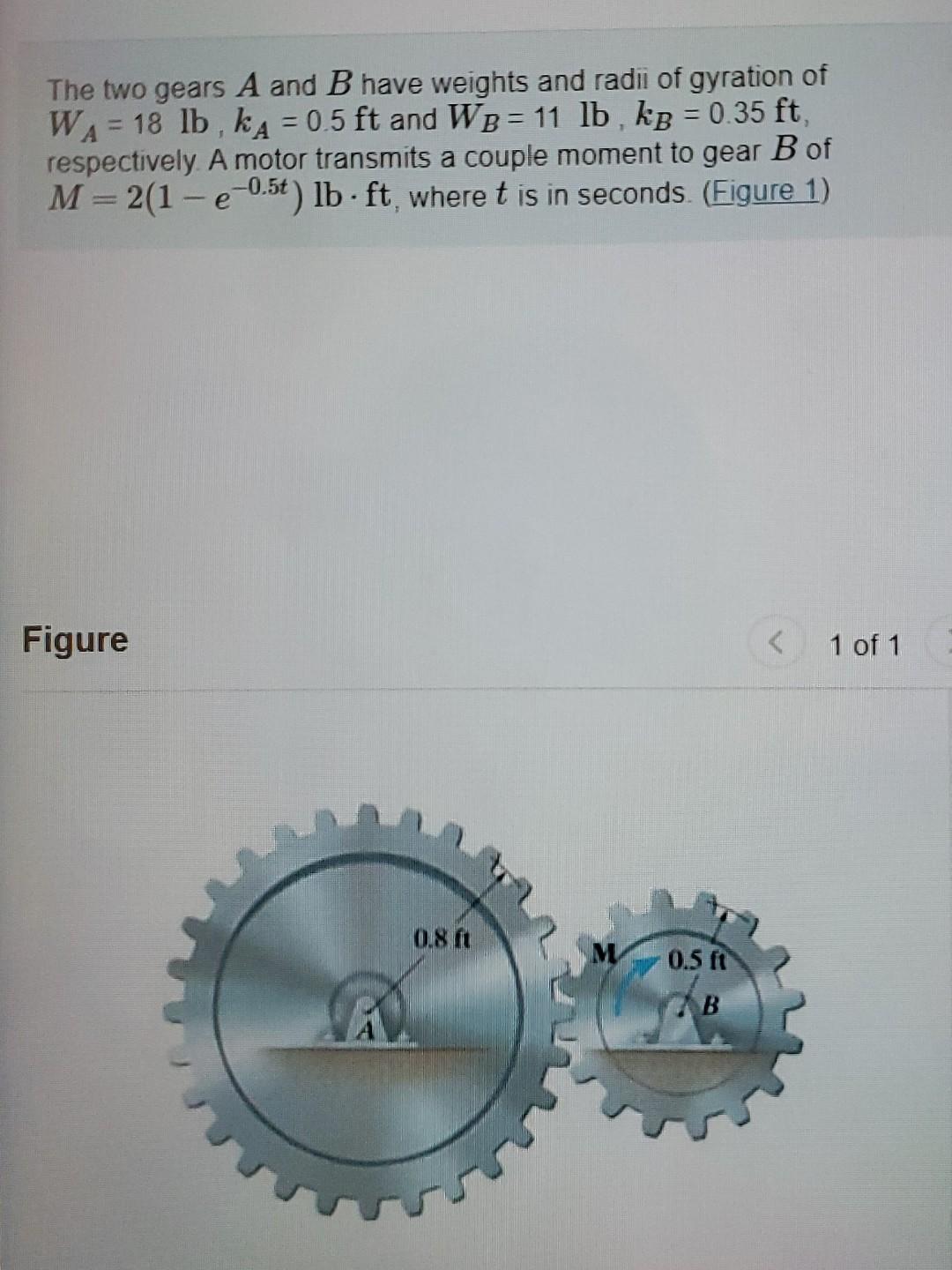 Solved - = 1 The Two Gears A And B Have Weights And Radii Of | Chegg.com