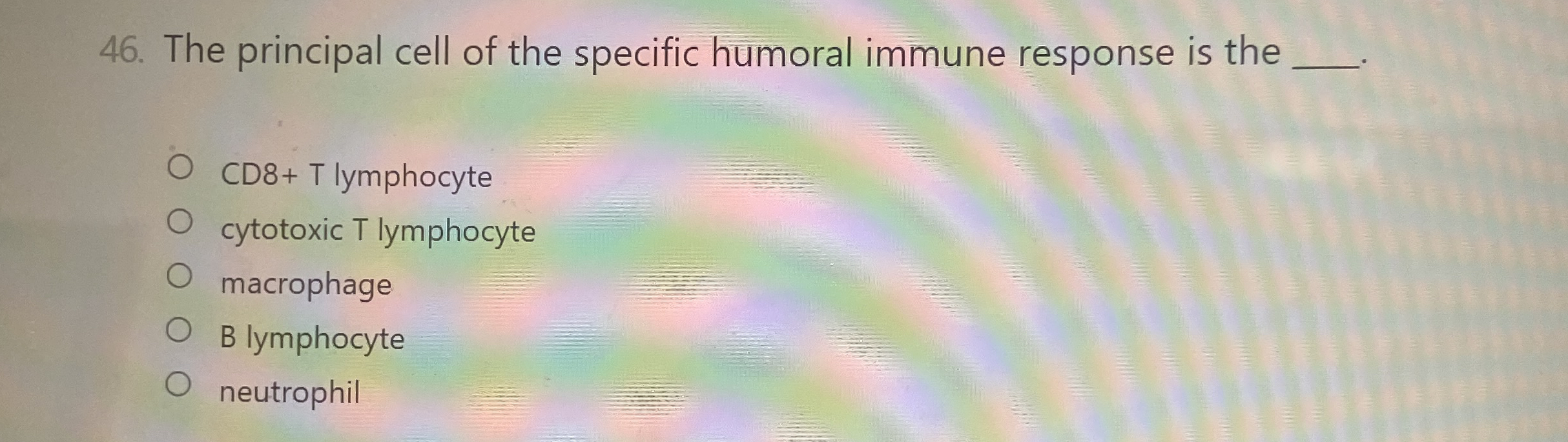 Solved The principal cell of the specific humoral immune | Chegg.com