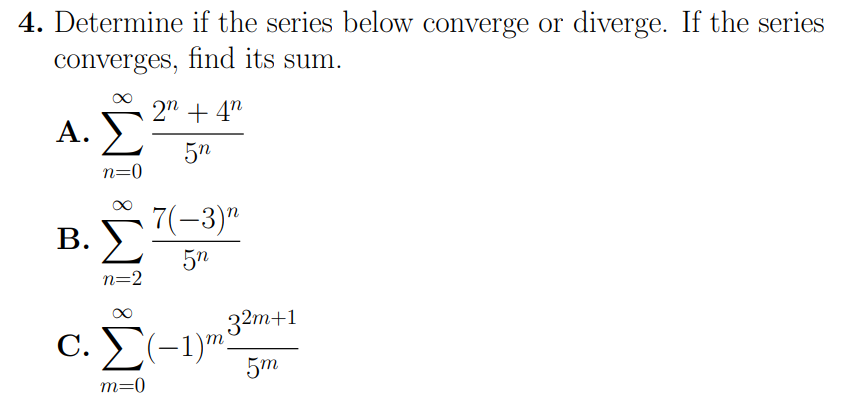 Solved Determine if the series below converge or diverge. If | Chegg.com