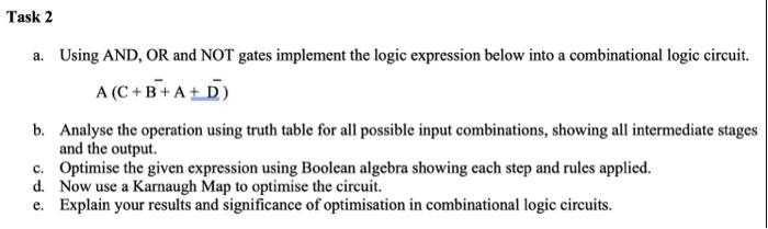 Solved a. Using AND, OR and NOT gates implement the logic | Chegg.com